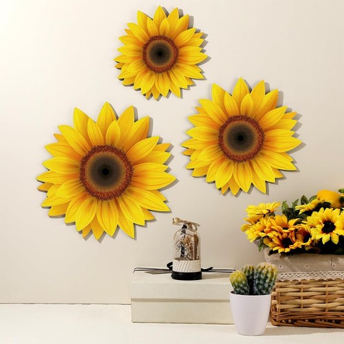 Thyle 6 Pcs Sunflower Wall Decor Wood Art Farmhouse Yellow - Picture 3 of 7