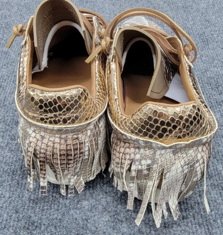 Esseutesse Python Leather Fringe Sneakers Size 7-… - image 6