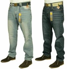 Mens New Kam Straight Leg Slim Fit Jeans Branded Blue Denim Pants Sizes 30"-40"