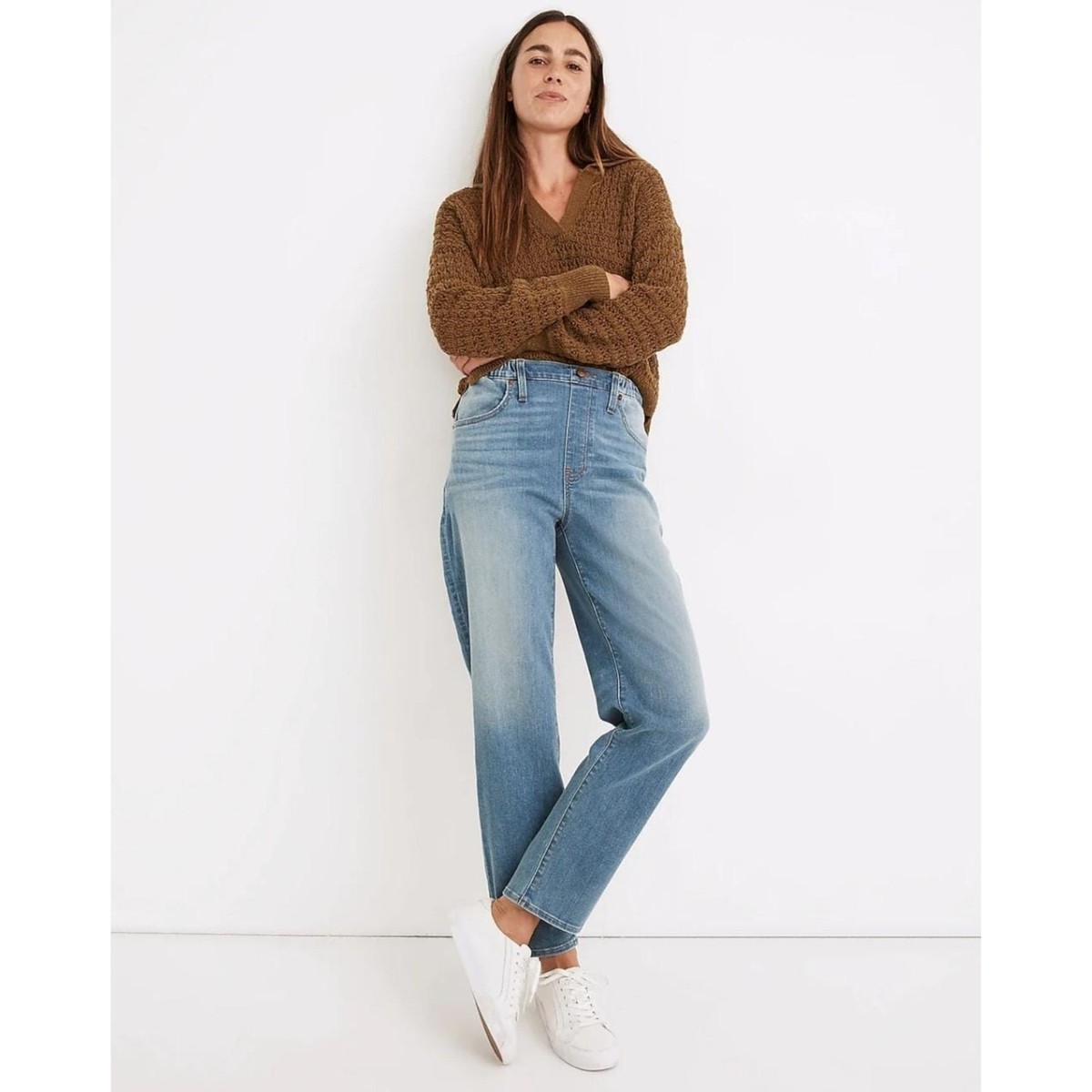MADEWELL Pull-On Elastic Waist Slouch Tapered Jeans in Keefe Wash