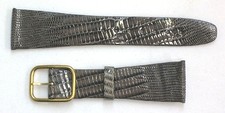 Bulova Accutron Vintage Tapered Grey Genuine Reptile 22mm Watch Band/Strap NOS