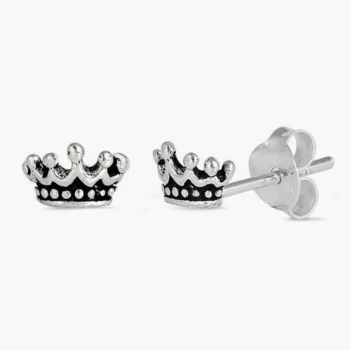 USA Seller Crown Stud Earrings Sterling Silver 925 Best Price Jewelry Gift - Picture 1 of 2