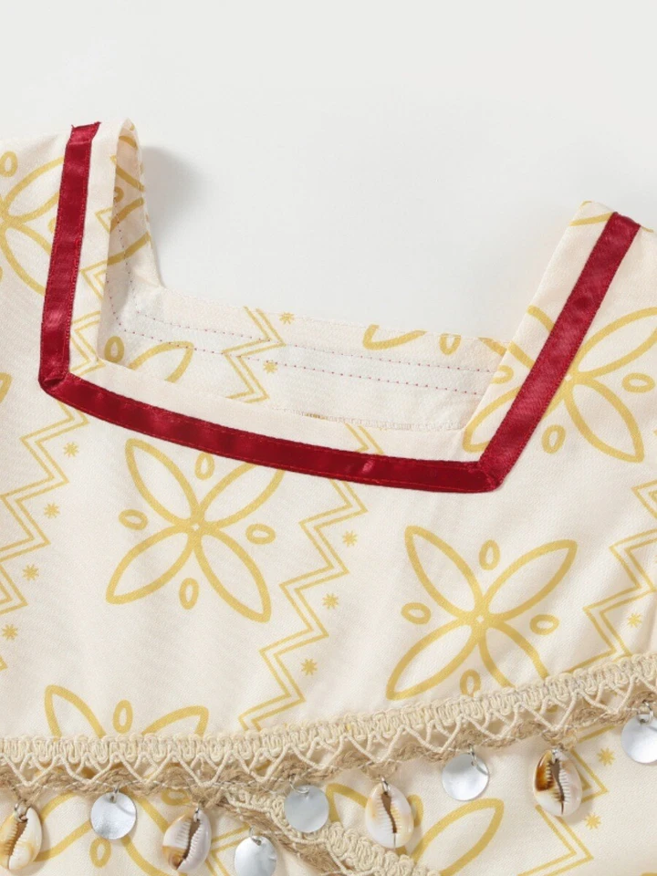 Niños Película Moana 2 Juegos con disfraces Moana Vestido Disfraz Niñas Falda Top Regalo Foto 3 de 4