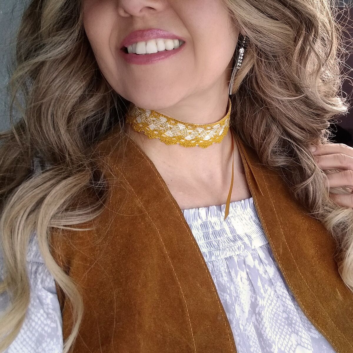 New Handmade CHOKER NECKLACE -Yellow Vintage 70s Cotton Lace New Handmade CHOKER NECKLACE -Yellow Vintage 70s Cotton Lace