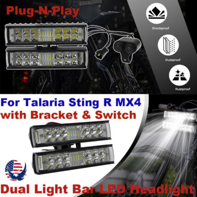 For Talaria Sting R MX4 LED Headlight Dual Light Bar with Bracket Plug-N-Play US