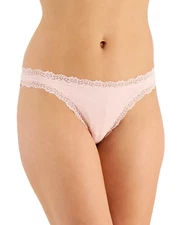 Jenni by Jennifer Moore Womens Size XXXL Lace-Trim Thong Panty Peachskin 253