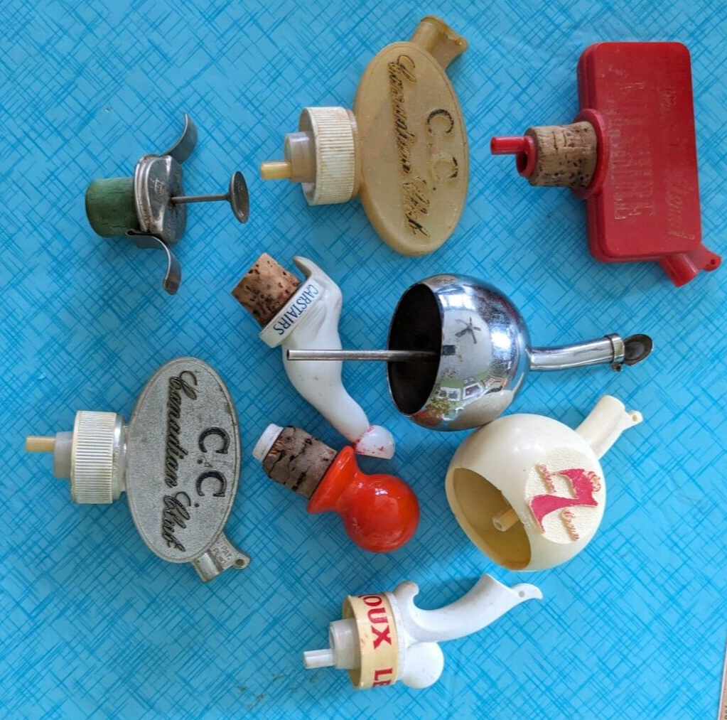 Liquor Bottle Pourers Stoppers Spout Dispensers Advertising Bar Ware Lot