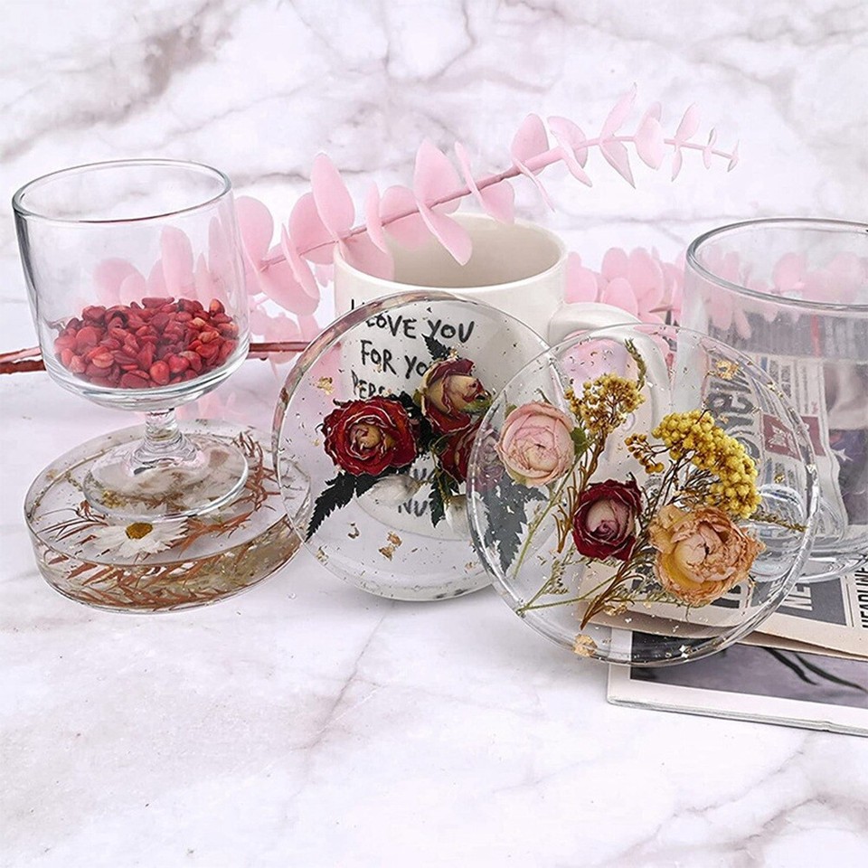 Resin Coaster Molds 6Cavity Deep Round Coaster Silicone Molds Coaster