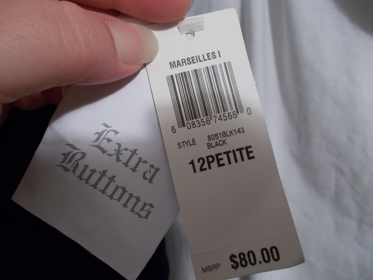 NEW Charter Club Marsailles Petite Pants, Size 12P, Lined Black