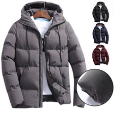 Men Jacket Puffer Bubble Down Hooded Winter Warm Coat Quilted Zip Padded Outwear