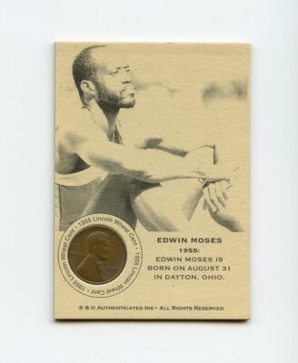 #TN05881 EDWIN MOSES 1955 Wheat Penny Trade Card
