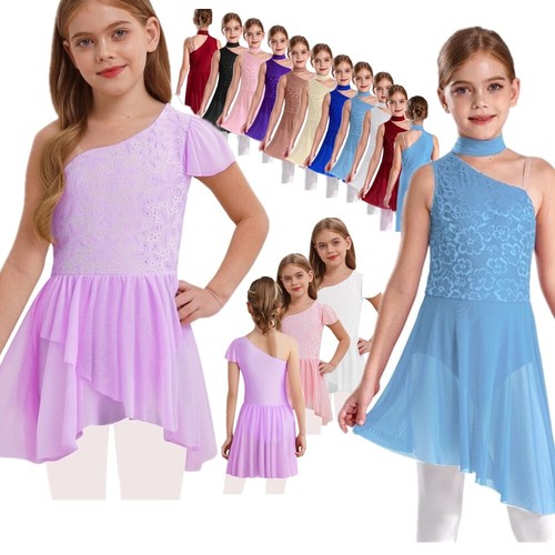 Girl Ballet Lyrical Dance Outfit Leotard Spaghetti Straps Floral Lace Costume - Picture 2 of 133