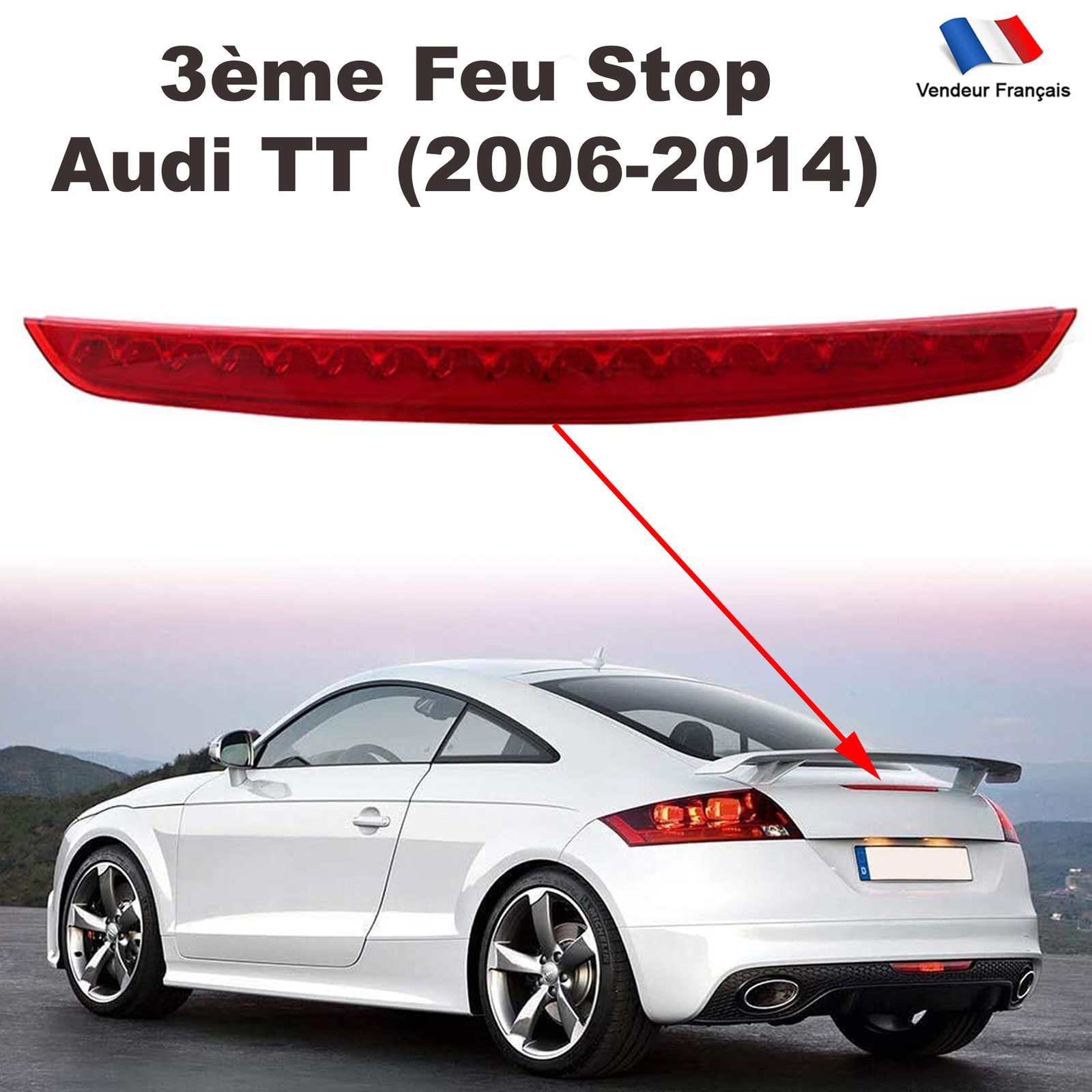 Feu stop arriere Audi TT 8J central de remplacement pour modeles TDI et TFSI