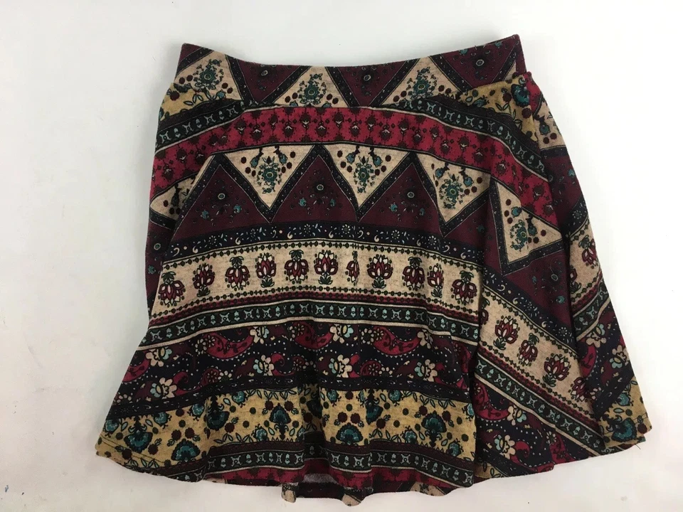 Лос-Анджелес Сердца PacSun мини юбка размер маленький бордовый многоцветный цветочный принт со складками - Изображение 2 из 4