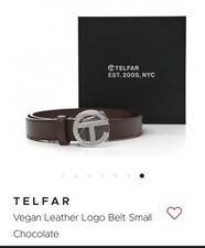 Telfar Vegan Leather Logo Belt - Silver/Chocolate Size Small