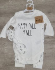 Rae Dunn Baby Happy Fall Y'all 3-Piece Set Bodysuit Pants  Headband NWT 3-6M