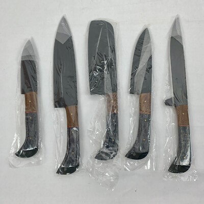 Kitchen Chef Knife Set with Leather Roll Bag Cooking Knives 5 Piece Set New