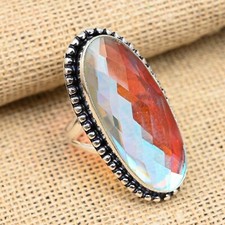 Mystic Topaz Gemstone Handmade 925 Sterling Silver Ring Jewelry