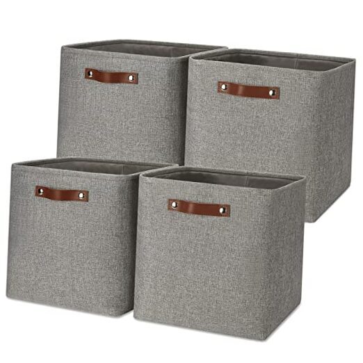 Storage Baskets 13 Inch Fabric Storage Cubes for Shelves Set 13 x 13 x 13 Grey-image
