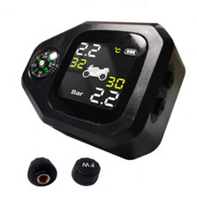 Brújula sistema de monitoreo de sensores de presión de neumáticos para motocicleta con 2 sensores externos