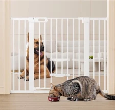 Auto Close Tall Dog Gate with Cat Door, 36" High, 29.5-48" Wide