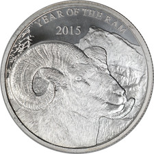 1 oz Silver Round 2015 Lunar Year of the Ram .999 Fine BU 82.65 per troy oz