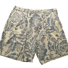 VTG Polo Ralph Lauren Shorts Men 38 Beige Blue Floral USA Linen Cotton 90s RARE