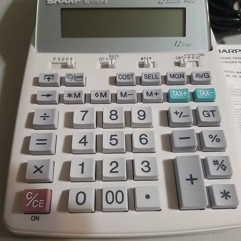 Sharp Electronic Printing Calculator EL-1750PIII With Manuel Tested And Works - Image 2 of 4