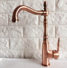 Antique Red Copper Single Handles Swivel Bathroom Mixer Tap Basin Faucet Pnf420