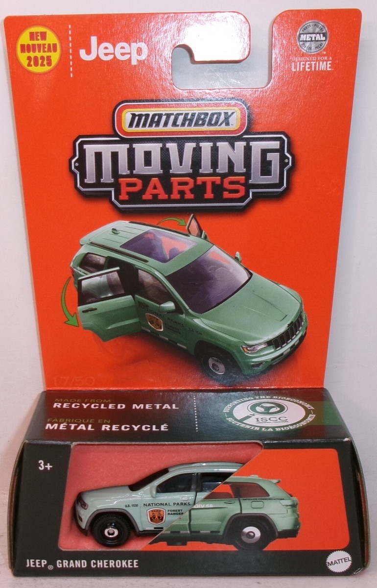2025 MATCHBOX 1:64 MBX MOVING PARTS GREEN 2018 JEEP GRAND CHEROKEE