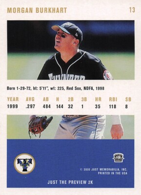 2000 Just #13 Morgan Burkhart Gold | eBay