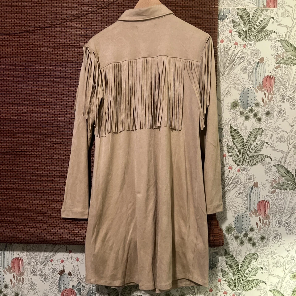 Vestido mediano Idyllwind Miranda Lambert para mujer color tostado flecos occidental manga larga NUEVO Foto 2 de 4