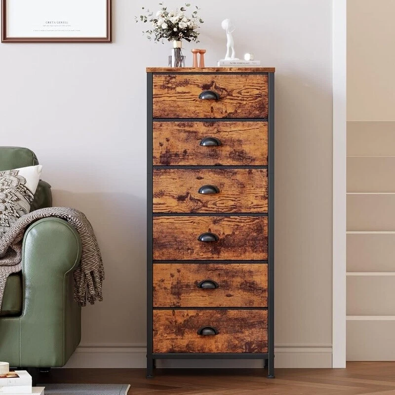 Высокий комод с 6 ящиками Вертикальная тумбочка-органайзер Спальня Общежитие Хранение Новый - Изображение 3 из 4