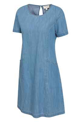 mountain warehouse flora UV protect SPF 50 swing midi denim dress 8 10 BNWT £50