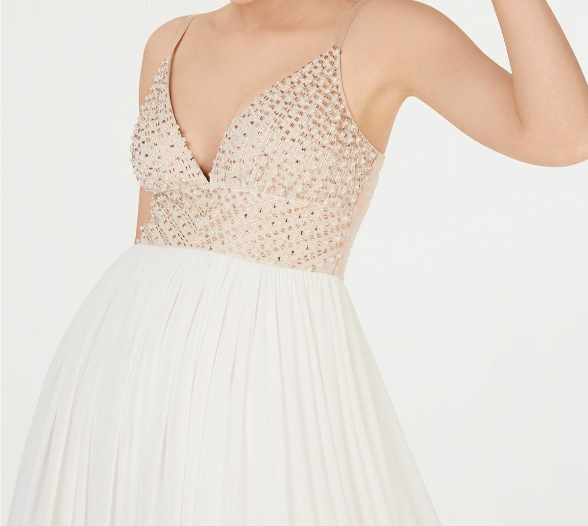 $273 Speechless Junior Women's White Gold Beaded Sleeveless A-Line Gown  Dress 5 | eBay