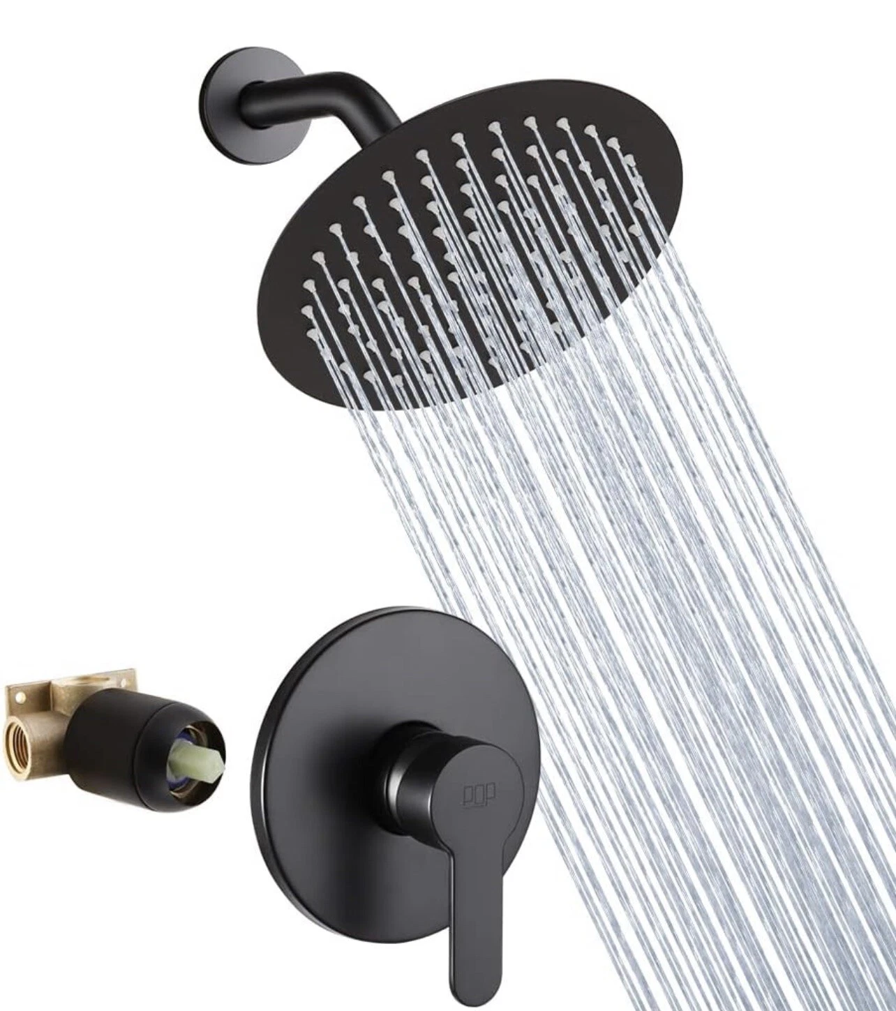 Pop Sanitaryware Shower Faucet Set Bathroom Matte Black 8” Shower Head
