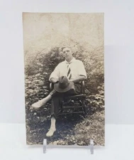 Vintage Postcard Real Photo Young Man in Chair posing