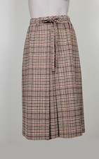 Vintage classic academia preppy wool plaid midi center pleat skirt Sz M or US 8
