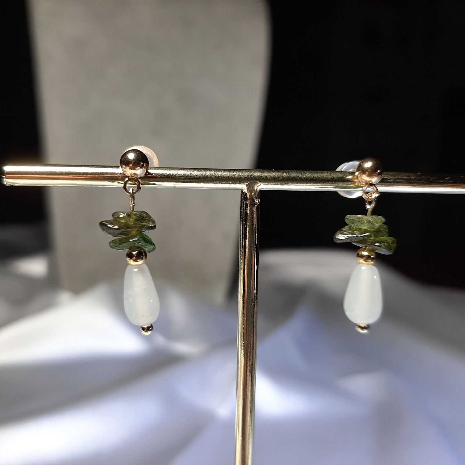 Boucles d'oreilles clous tourmaline verte naturelle puces d'oreilles en argent 925