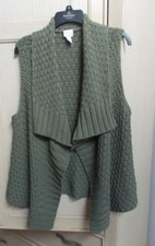Chico's Green Chunky Open Knit Sleeveless Cardigan Vest Womens Chico 2 L-12-14