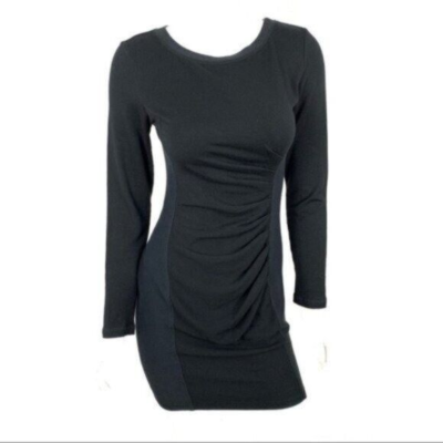 long sleeve black ruched mini dress Womens Lipsy Black Lace Mesh High Neck Ruched Mini Dress US 10