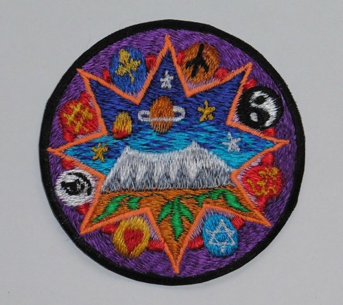 Round Sew On Patch * Nepalese 8.3cm * Hippie Religious Symbols Mountains Planets - Picture 4 of 4