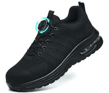 Lightweight Men’s Safety Trainers Work Shoes Steel Toe Cap Lace-Free Twist Black