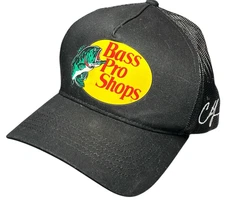 Bass Pro Shops Hat Cap Black Structured Trucker Snapback Chris Jenson Fishing
