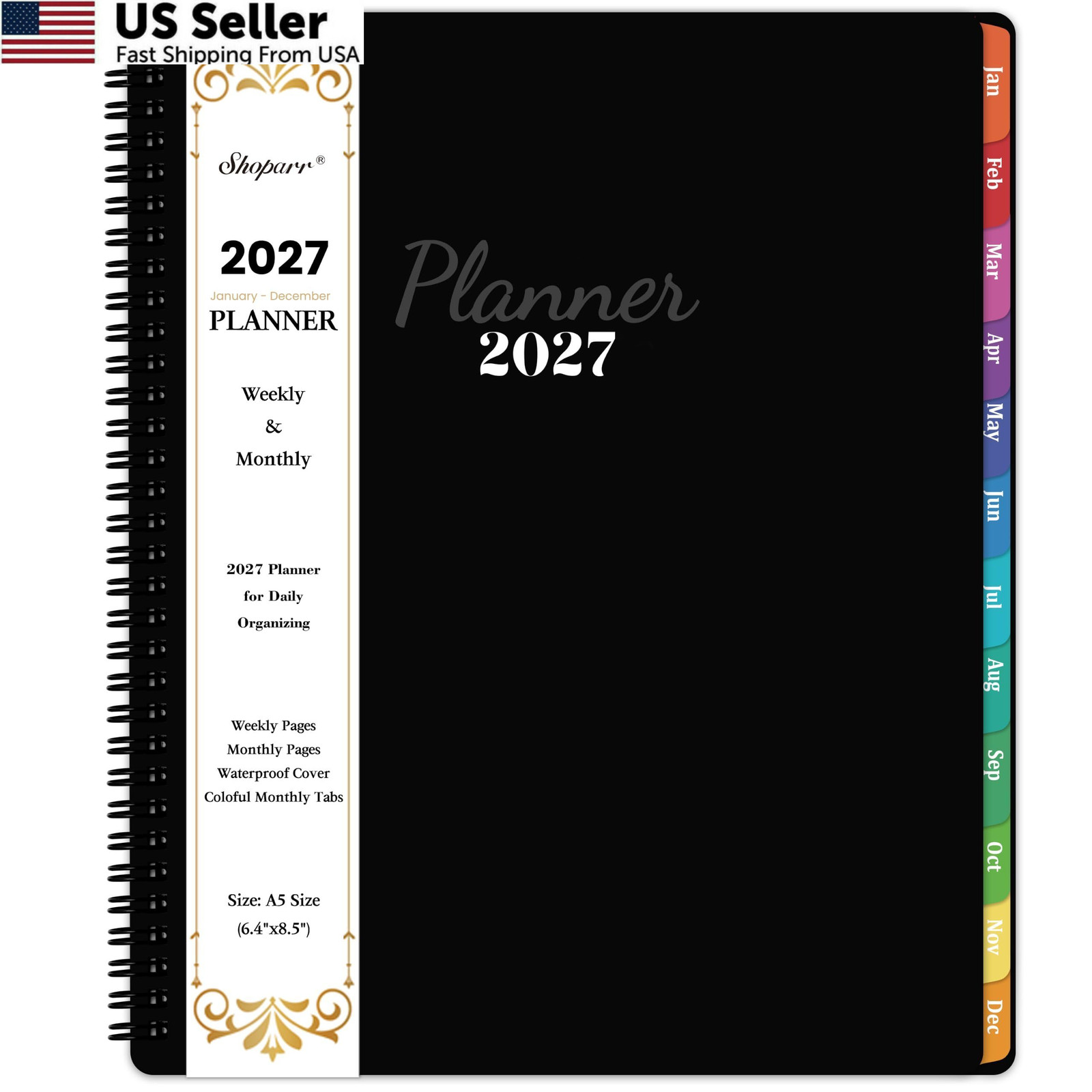 2027 Planner-2027 Planner Weekly and Monthly, Jan 2027-Dec 2027 Letter, Black