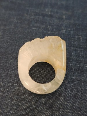 Druzy Carved Rock Quartz White Ring Size 6