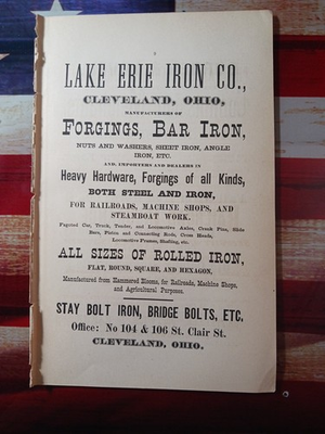 #ad 1878 Vintage Print Ad LAKE ERIE IRON COMPANY Cleveland Ohio Railroad Hardware $11.95