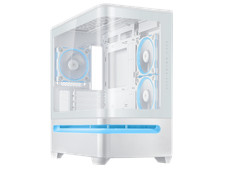 ASUS Prime AP202 ARGB White mATX case with fully tempered curved glass, supports