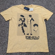 Cowboy Bebop Spike Spiegel Panels Shirt Yellow Sunrise Animation Anime NWT Large