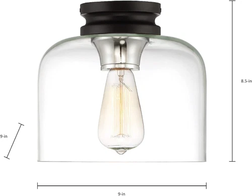 Ezra 9" Black Flush Mount Ceiling Light for Kitchen, Bedroom & Hallway - Picture 3 of 3